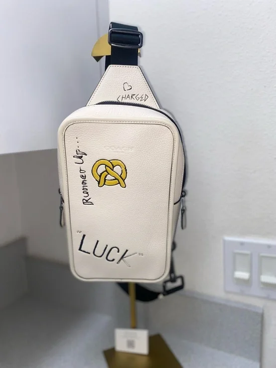 Coach Sullivan Pack Leather Sling Bag Chalk Multi Chest Crossbody Unisex NWOT - Picture 3 of 13